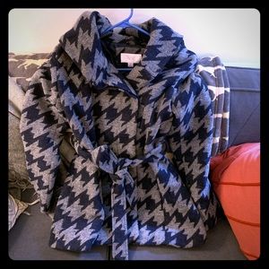 Hooded Navy/Gray Pea coat, warm, barely worn, S